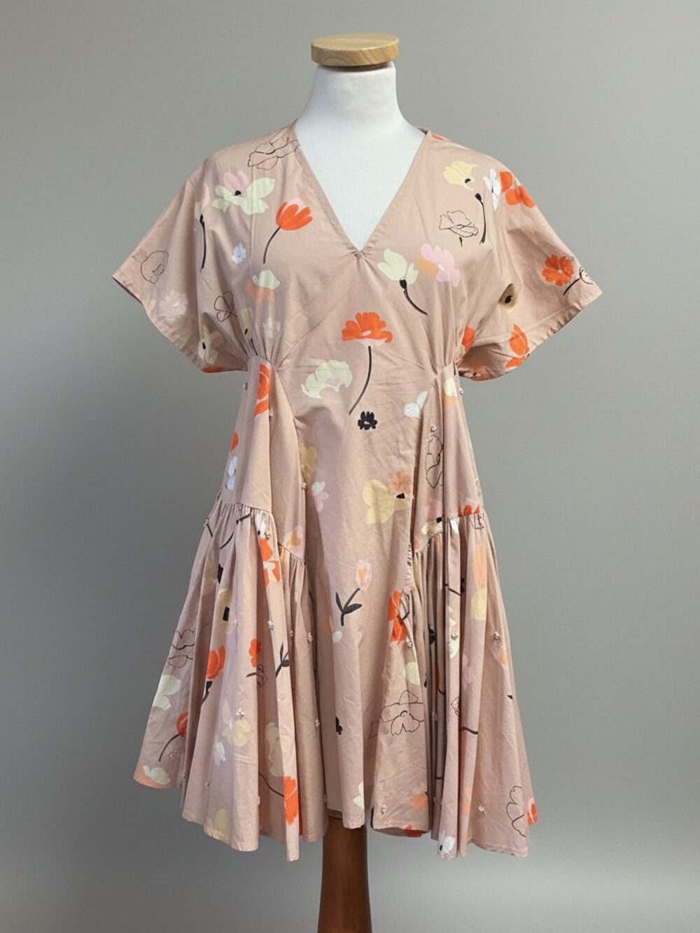 Merlette blush pink floral print Ballou dress, size XS